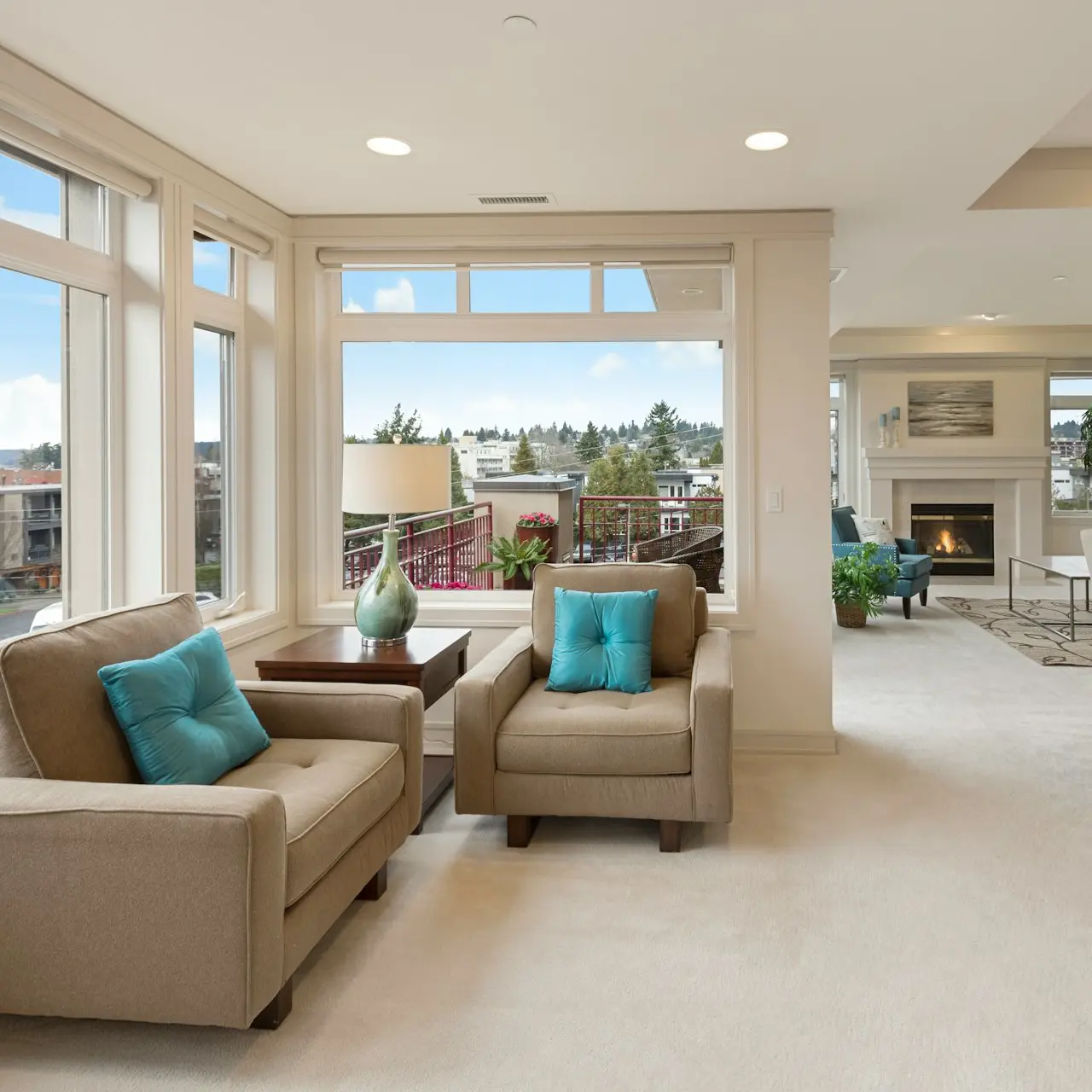 beige couch and armchair